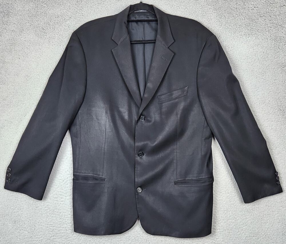 HUGO BOSS Suit Jacket Mens 46R Black Super 100 Wedding Business Career